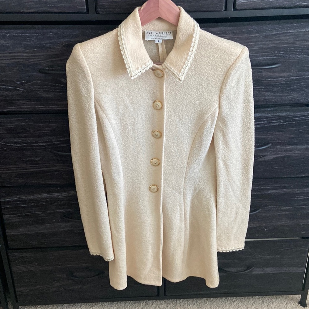 Gorgeous Cream/White St. John Knit Blazer
